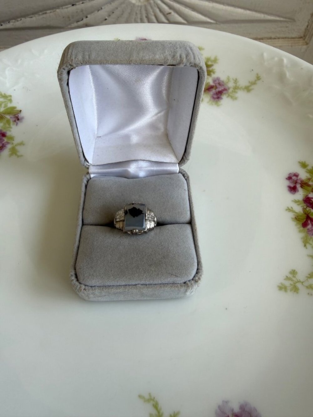 Vintage 60s Uncus Sterling Silver Moss Picture Agate Size 4